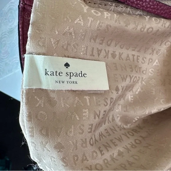Kate Spade Plum Cream Leather Shoulder Bag Zip Top Flap Gold - Picture 13 of 16